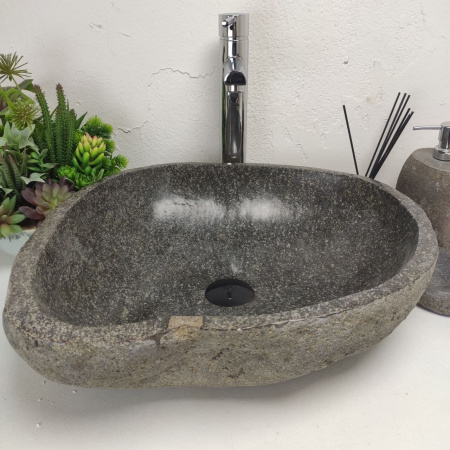 Накладная раковина из речного камня RS01378 (48*43*15) фото