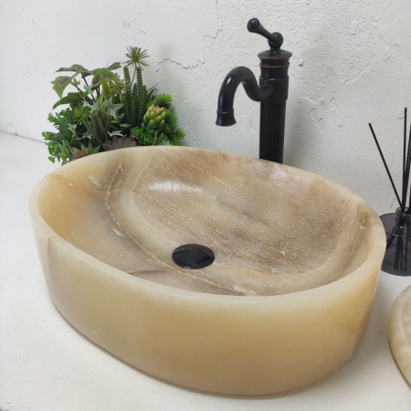 Накладная раковина из оникса Oval Yellow OY-01587 (53*38*15) фото