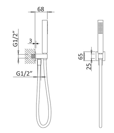 Душевая лейка со шлангом Cezares PORTA-DEFM-01 Хром фото