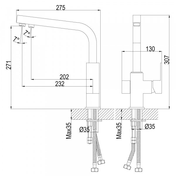 Смеситель для кухни кухни с фильтром для воды Rossinka Z Z35-32 фото