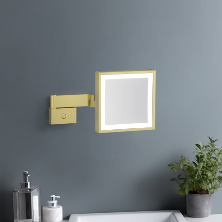 Зеркало с подсветкой и 5 кратным увеличением Timo Selene 17074/17 матовое золото фото