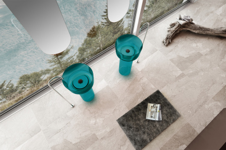 Напольная раковина из полиэфирной смолы Abber Kristall AT2702Aquamarin фото