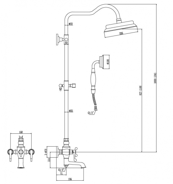 Душевая система (стойка) Savol 800H S-005313H фото