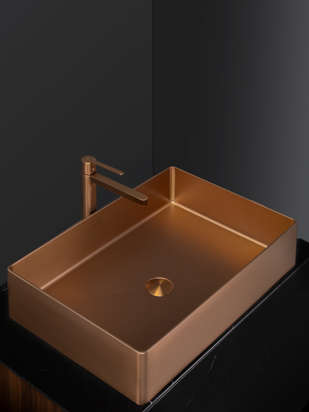 Накладная раковина из нержавеющей стали AltroBagno Solido 001023 RaSp матовая медь фото