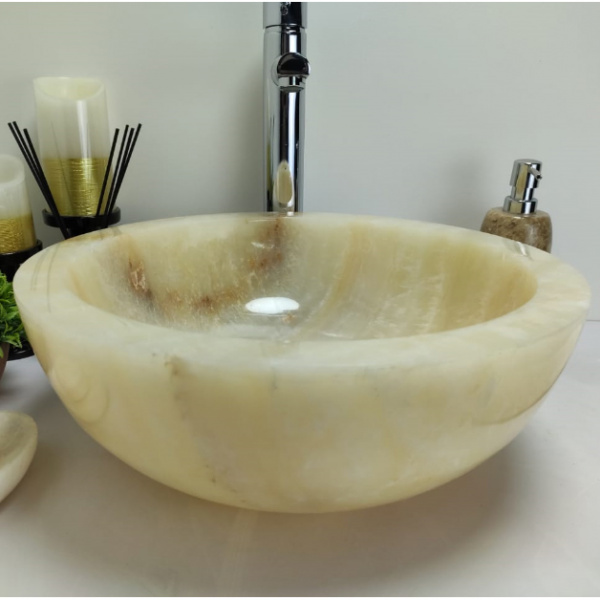 Накладная раковина из оникса Indo Bowl Yellow Small  BO-00369 фото