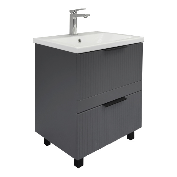 Тумба с раковиной Comforty Лима 60Н2 00-00019209 антрацит фото