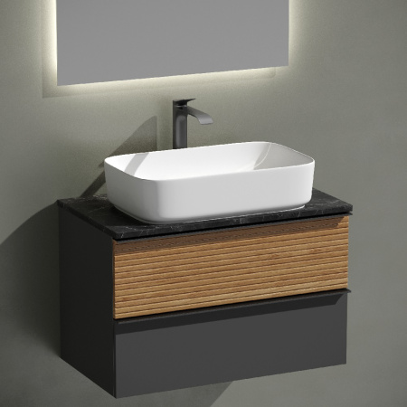 Тумба под раковину Sancos Delta DL80GR дуб красный/графит фото