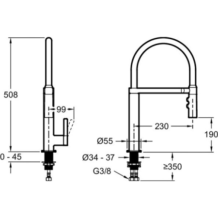 Смеситель для кухни Jacob Delafon Raphael E23311-CP с гибким изливом фото