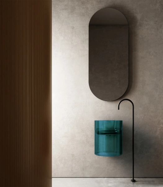 Раковина моноблок подвесная Abber Kristall  AT2704Aquamarin 42x42 фото