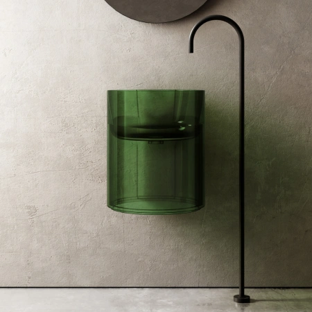 Раковина моноблок подвесная Abber Kristall AT2704Emerald 42x42 фото