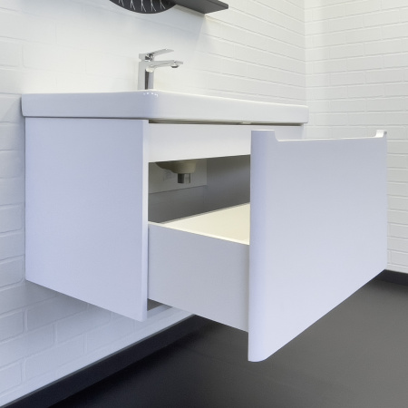 Тумба с раковиной Comfortу Арзамас-80 00-00017177 белая матовая, с одним выкатным ящиком фото