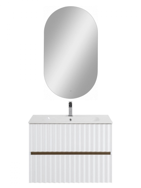 Тумба под раковину Art&Max Elegant AM-ELEGANT-800-2C-SO-BM-LED белая матовая / с подсветкой фото