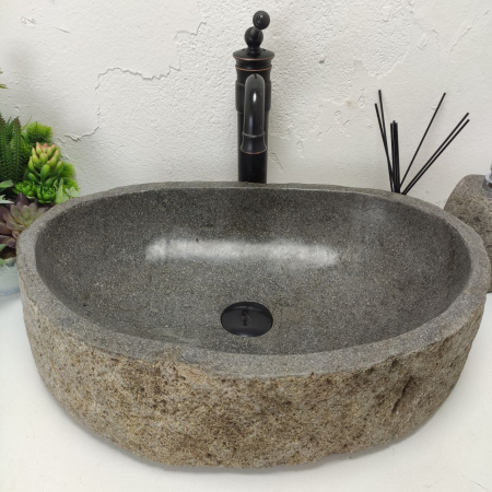 Накладная раковина из речного камня RS01484 (56*37*15) фото