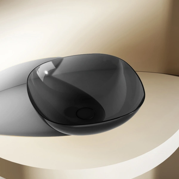 Накладная раковина Abber Kristall AT2806Onyx 43x43 черная фото