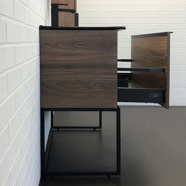 Тумба Comforty Равенна Лофт-90 дуб темно-коричневый с раковиной COMFORTY 90E фото