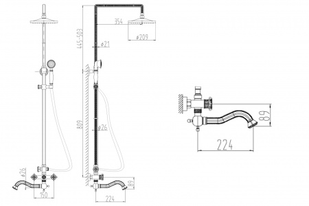 Душевая система (стойка) Zorg Antic A 201DS-BR фото