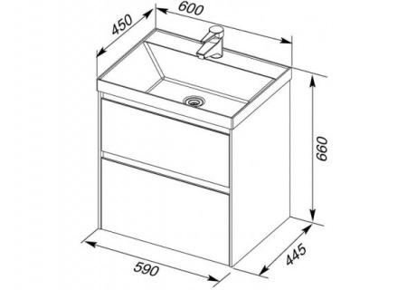 Тумба с раковиной Aquanet Гласс 60 00242522 фото