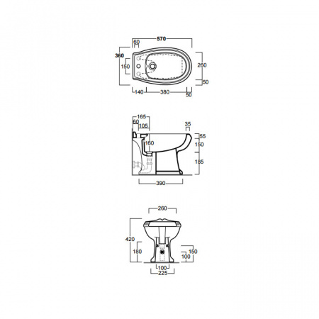 Биде напольное Simas Arcade AR833bi*1 без ободка фото