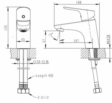 Смеситель для раковины Bravat Drop F14898C-1 фото
