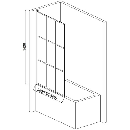 Шторка на ванну стеклянная AQUAme 80 AQM2858-L черная фото
