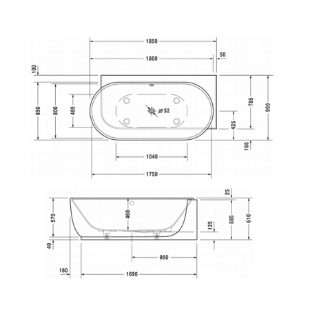 Ванна из минерального литья Duravit Luv 700432000000000 185x95 фото