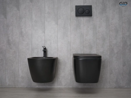 Подвесной унитаз безободковый GID Tr2140Bm 62255Y черный матовый, с сиденьем фото