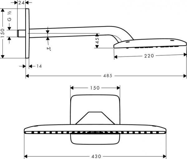 Верхний тропический душ Hansgrohe Raindance Е Air 1jet 420 27372000 фото