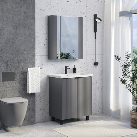 Зеркальный шкаф Comforty Лима 70 00-00004891 антрацит фото