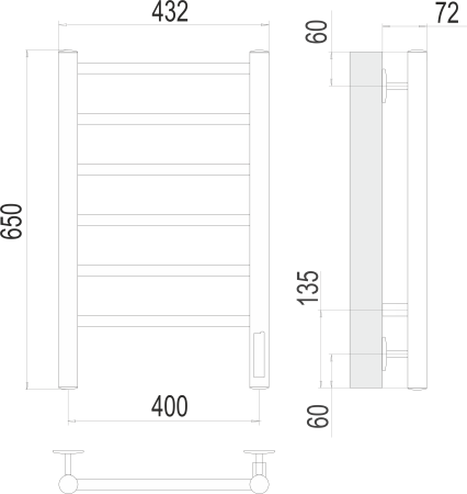 Полотенцесушитель электрический Terminus Аврора П6 400х650 4670078531148 фото