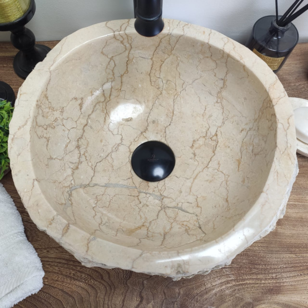 Накладная раковина из мрамора Erozy Cream EM-00836 (35*33*15см) фото