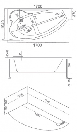 Ванна акриловая Bas Николь 170х100 L фото