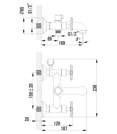 Смеситель для ванны с душем Lemark plus Spirit LM1912C фото