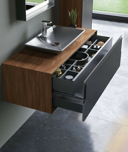Тумба с накладной раковиной Orka Craft 80 5003987 орех/антрацит фото