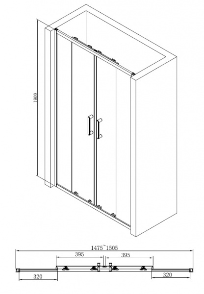 Душевая дверь Abber Schwarzer Diamant AG33150 150 см фото