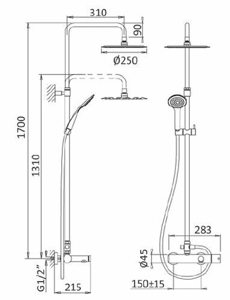 Душевая система (стойка) Cezares Czr CZR-B-CVD-SR Золото матовое фото