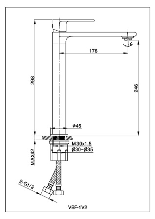 Высокий смеситель для раковины Vincea Vogue VBF-1V2CH хром фото