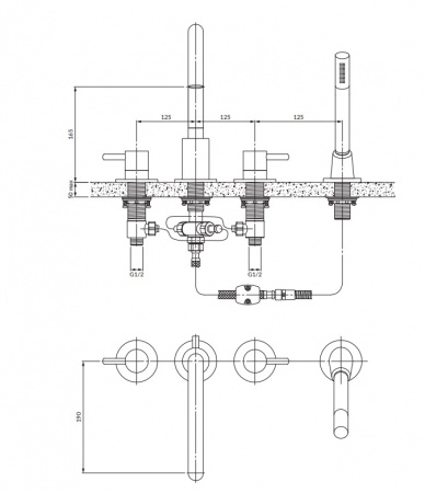 Смеситель на борт ванны Omnires Y Y1232NI никель фото