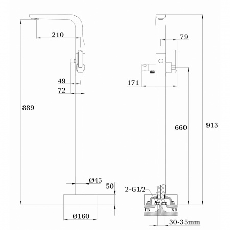 Смеситель для ванны Ganzer Haiger GZ 52081F фото
