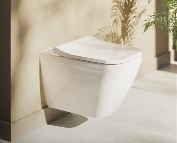Унитаз комплект с инсталляцией VitrA Integra Square 9856B003-7206 с тонким сиденьем с микролифтом клавиша хром матовый фото