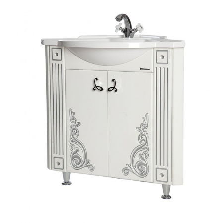 Тумба под раковину Bellezza Венеция Угловая Люкс серебро фото