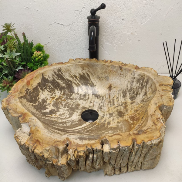 Накладная раковина из окаменелого дерева Fossil Basin OD-01233 (58*48*16) фото