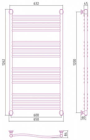 Водяной полотенцесушитель Сунержа Флюид 120x60 00-0222-1260 фото