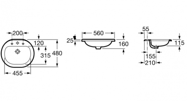 Раковина встраиваемая Roca Coral 327898000 56 см фото