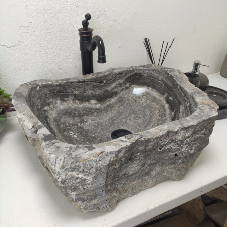 Накладная раковина из оникса Erozy Grey EO-01590 (60*48*16) фото