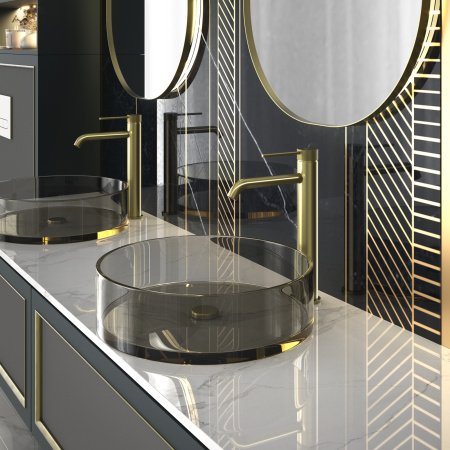 Высокий смеситель для раковины Timo Saona 2411/17F Золото матовое фото