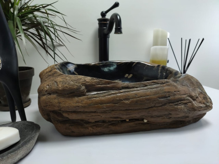 Накладная раковина из окаменелого дерева FSB-0409 фото