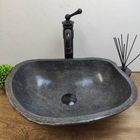 Накладная раковина из речного камня RS01177 (50*36*15) d15a фото