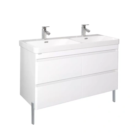 Тумба с двойной раковиной Comforty Енисей-120 00-00022406CF белый глянец фото