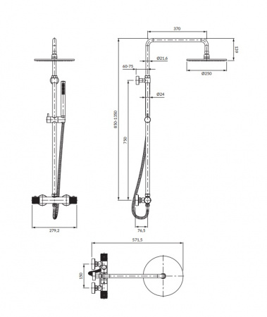 Душевая система (стойка) Omnires Contour CT8044CR фото
