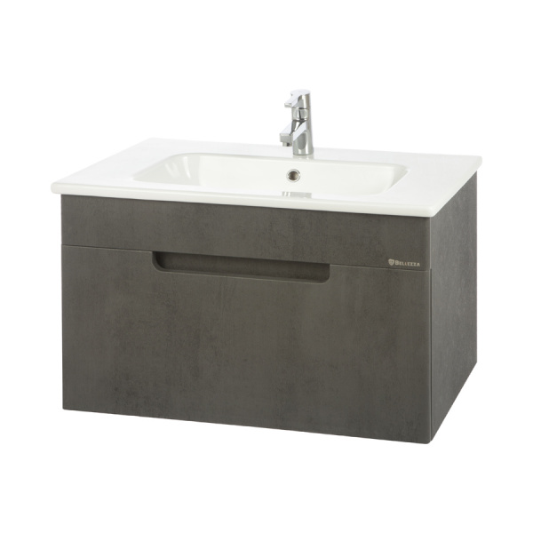 Тумба под раковину подвесная с 1 ящ. Bellezza Сириус 80 серый фото